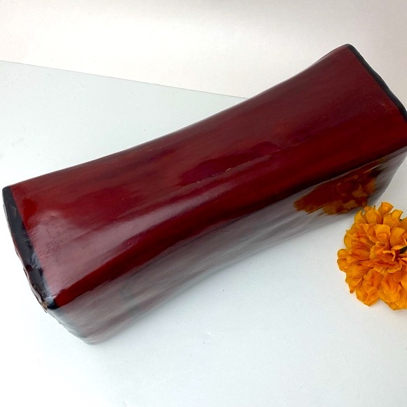 Chinese lacquered pillow Vintage Asian mountain and tree print design - Picture 5 of 16